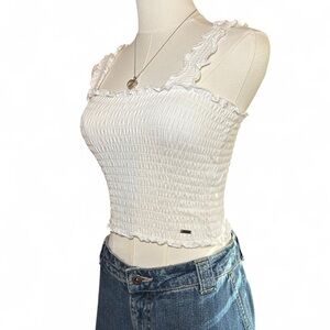 NWOT Y2K Hollister White Ruffled Crop Top